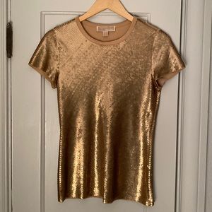 Michael Kors gold sequined top.